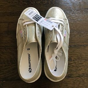 Superga Platinum sparkly sneakers